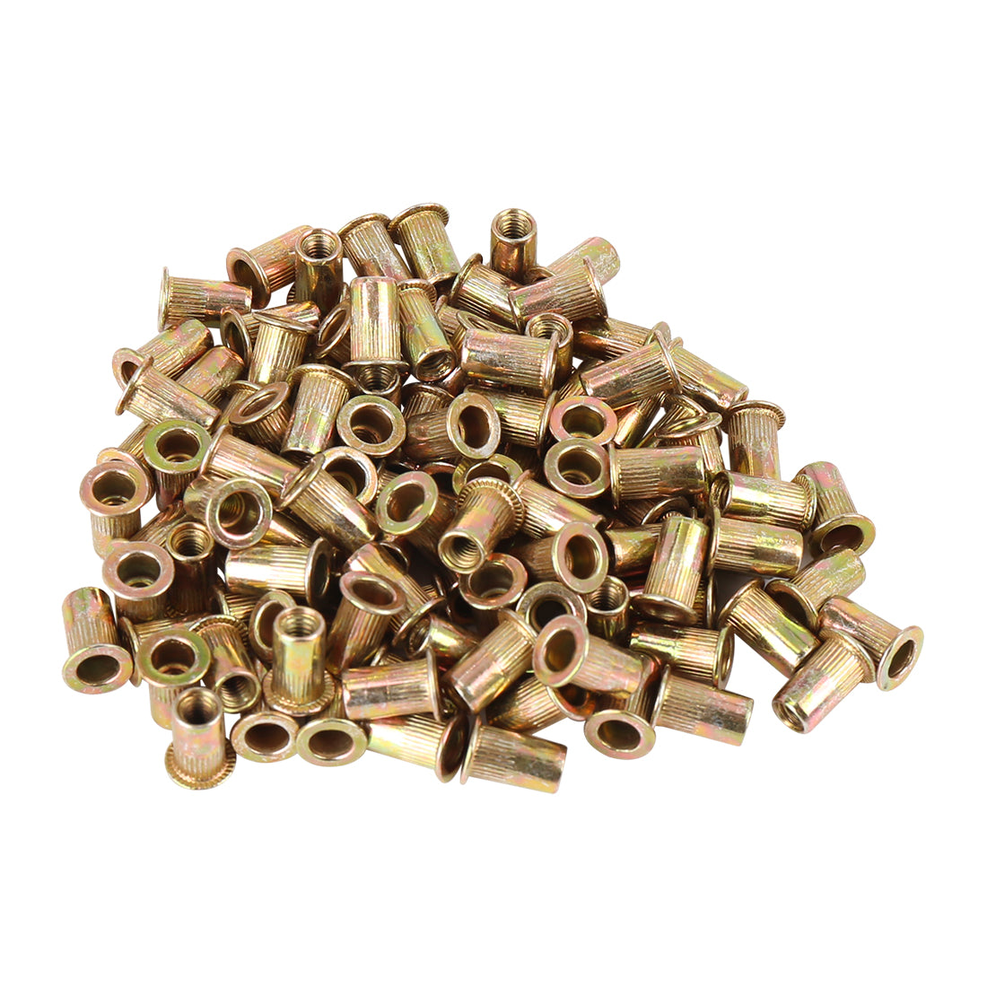 Harfington 110 Pcs Zinc Plated Carbon Steel Car Flat Head Rivet Nut Threaded Insert