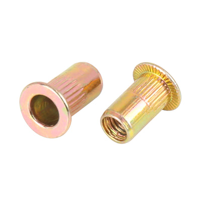 Harfington 110 Pcs Zinc Plated Carbon Steel Car Flat Head Rivet Nut Threaded Insert