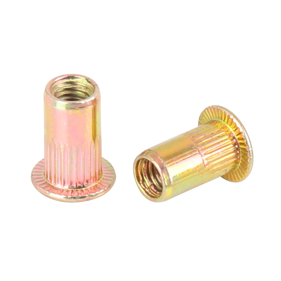 Harfington 110 Pcs Zinc Plated Carbon Steel Car Flat Head Rivet Nut Threaded Insert