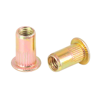 Harfington 110 Pcs Zinc Plated Carbon Steel Car Flat Head Rivet Nut Threaded Insert