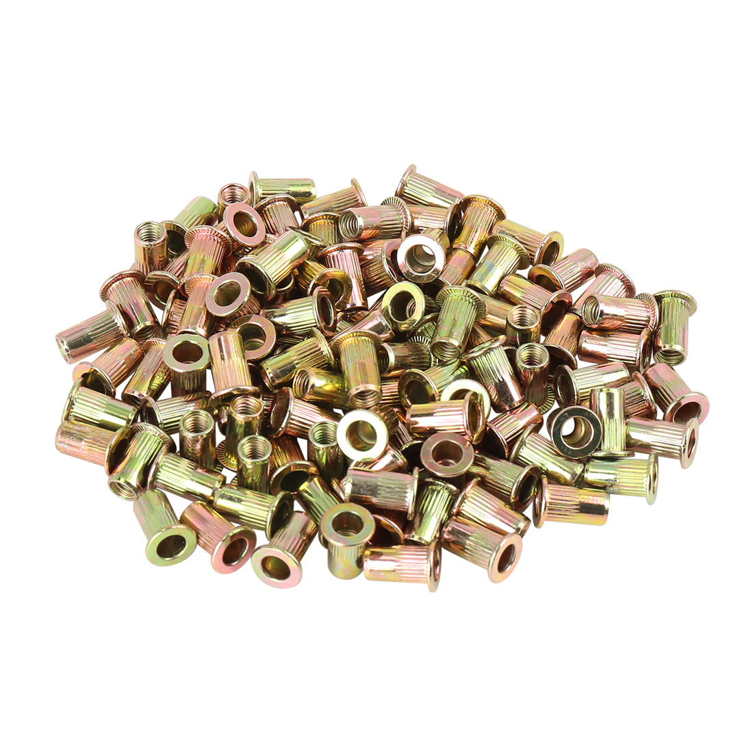 Harfington 110 Pcs Zinc Plated Carbon Steel Car Flat Head Rivet Nut Threaded Insert