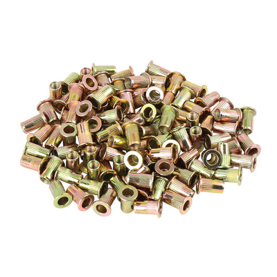 Harfington 110 Pcs Zinc Plated Carbon Steel Car Flat Head Rivet Nut Threaded Insert