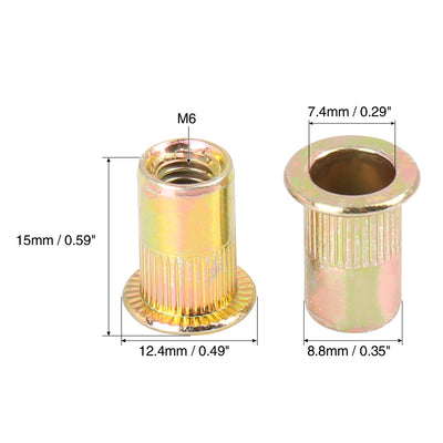 Harfington 110 Pcs Zinc Plated Carbon Steel Car Flat Head Rivet Nut Threaded Insert