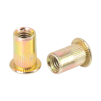 Harfington 110 Pcs Zinc Plated Carbon Steel Car Flat Head Rivet Nut Threaded Insert