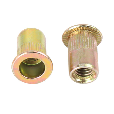Harfington 110 Pcs Zinc Plated Carbon Steel Car Flat Head Rivet Nut Threaded Insert