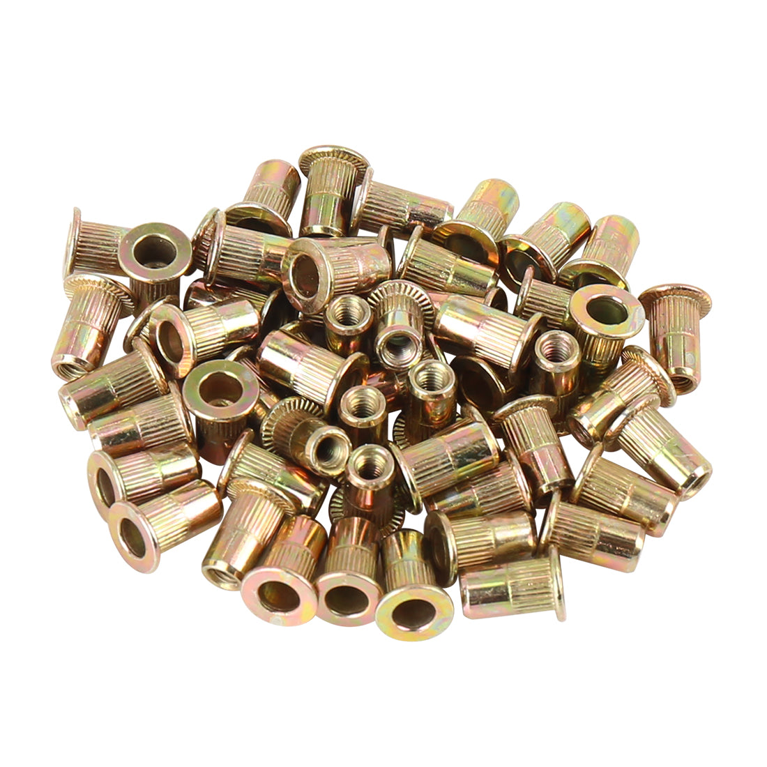 Harfington 55 Pcs Zinc Plated Carbon Steel Car Flat Head Rivet Nut Threaded Insert