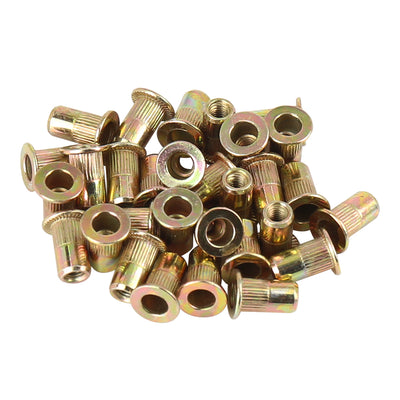 Harfington 30 Pcs M3 Zinc Plated Carbon Steel Car Flat Head Rivet Nut Threaded Insert