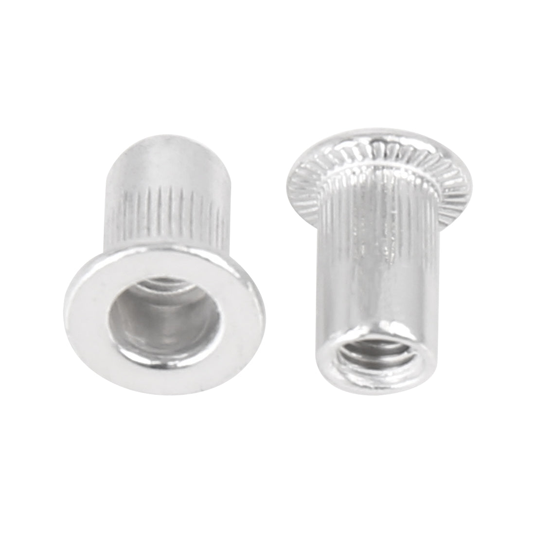 Harfington 30 Pcs Silver Tone Aluminum Alloy Car Flat Head Rivet Nut Threaded Insert