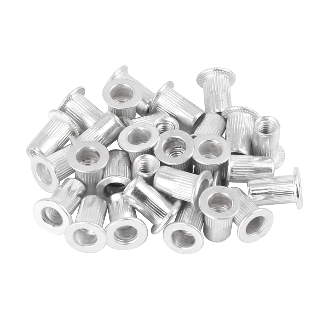 Harfington 30 Pcs Silver Tone Aluminum Alloy Car Flat Head Rivet Nut Threaded Insert