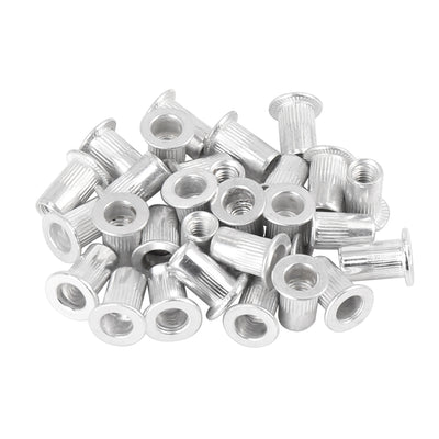 Harfington 30 Pcs Silver Tone Aluminum Alloy Car Flat Head Rivet Nut Threaded Insert
