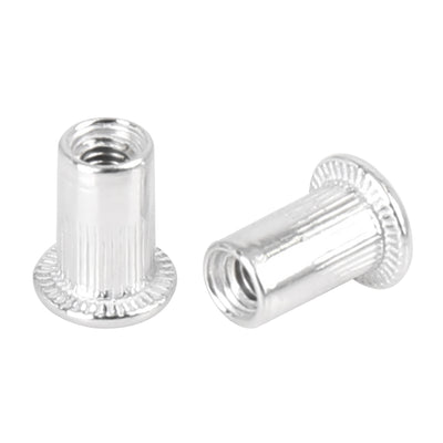 Harfington 55 Pcs Silver Tone Aluminum Alloy Car Flat Head Rivet Nut Threaded Insert