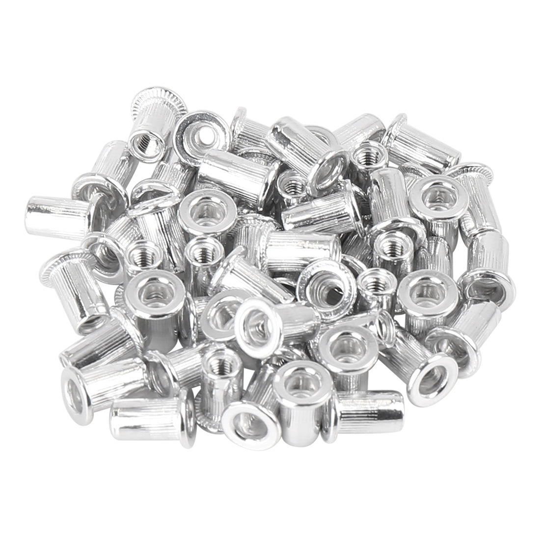 Harfington 55 Pcs Silver Tone Aluminum Alloy Car Flat Head Rivet Nut Threaded Insert