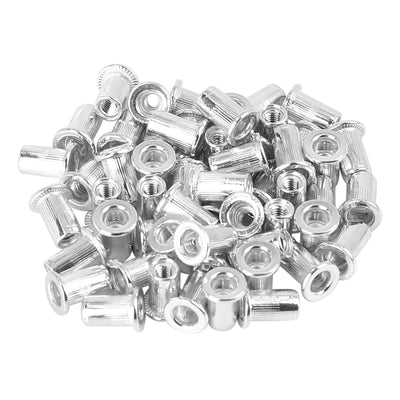 Harfington 55 Pcs Silver Tone Aluminum Alloy Car Flat Head Rivet Nut Threaded Insert
