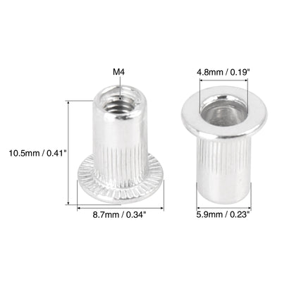 Harfington 55 Pcs Silver Tone Aluminum Alloy Car Flat Head Rivet Nut Threaded Insert