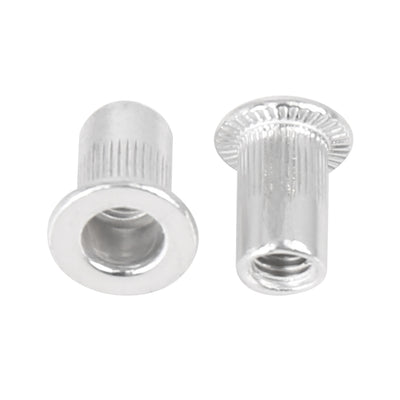 Harfington 55 Pcs Silver Tone Aluminum Alloy Car Flat Head Rivet Nut Threaded Insert