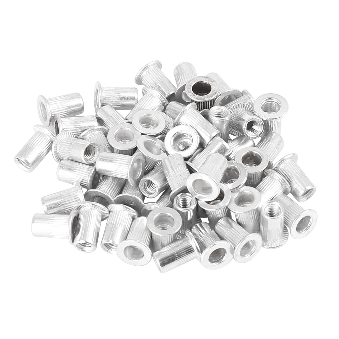 Harfington 55 Pcs Silver Tone Aluminum Alloy Car Flat Head Rivet Nut Threaded Insert