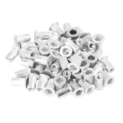 Harfington 55 Pcs Silver Tone Aluminum Alloy Car Flat Head Rivet Nut Threaded Insert