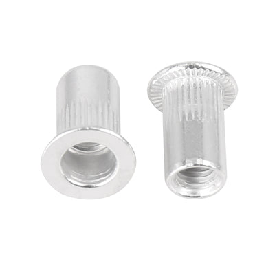 Harfington 55 Pcs Silver Tone Aluminum Alloy Car Flat Head Rivet Nut Threaded Insert