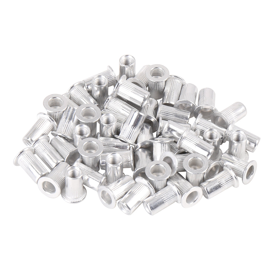 Harfington 55 Pcs Silver Tone Aluminum Alloy Car Flat Head Rivet Nut Threaded Insert