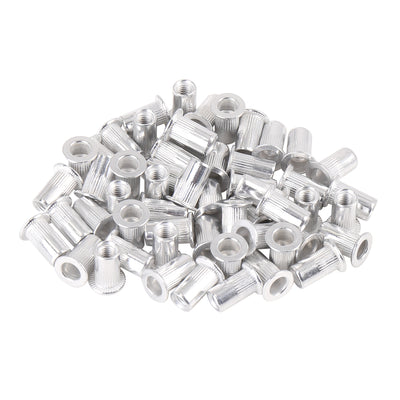 Harfington 55 Pcs Silver Tone Aluminum Alloy Car Flat Head Rivet Nut Threaded Insert