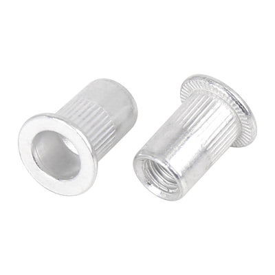 Harfington 55 Pcs Silver Tone Aluminum Alloy Car Flat Head Rivet Nut Threaded Insert