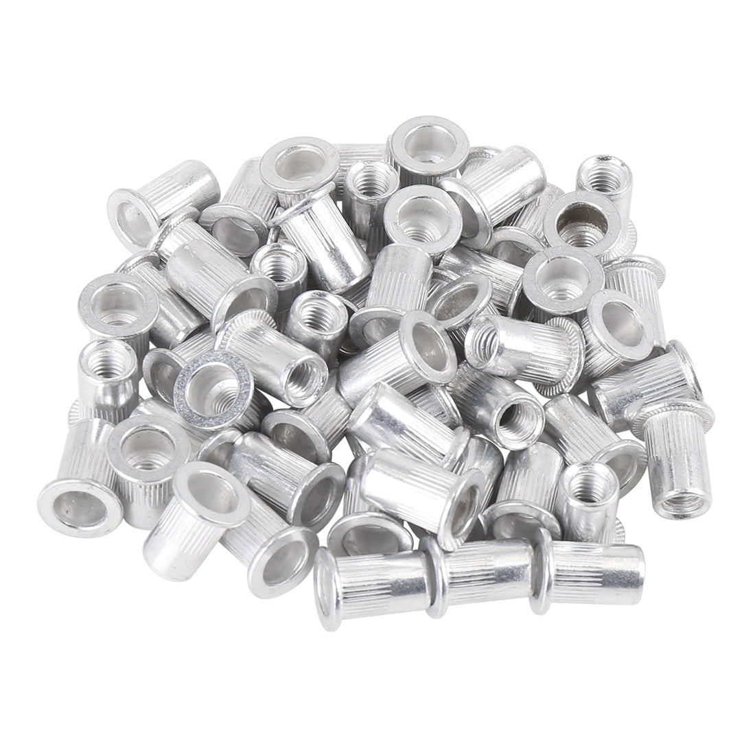 Harfington 55 Pcs Silver Tone Aluminum Alloy Car Flat Head Rivet Nut Threaded Insert