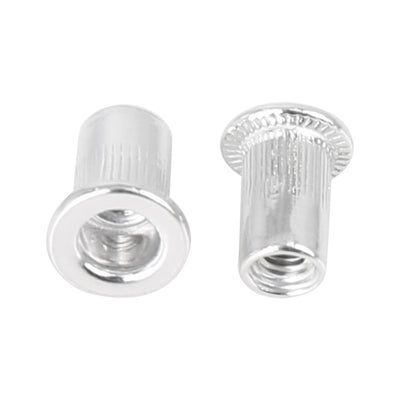 Harfington 110 Pcs Silver Tone Aluminum Alloy Car Flat Head Rivet Nut Threaded Insert