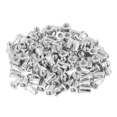 Harfington 110 Pcs Silver Tone Aluminum Alloy Car Flat Head Rivet Nut Threaded Insert