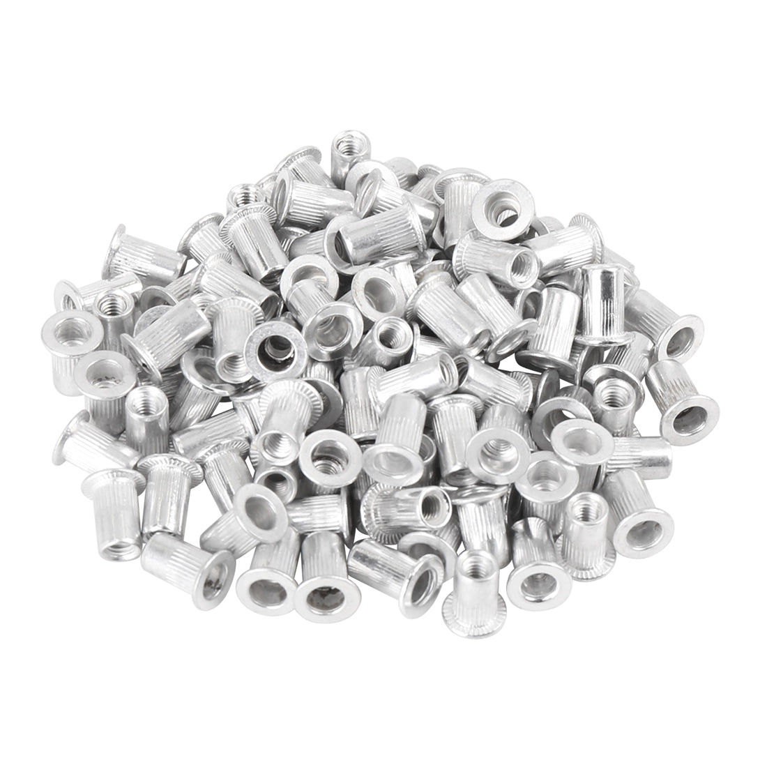 Harfington 110 Pcs Silver Tone Aluminum Alloy Car Flat Head Rivet Nut Threaded Insert