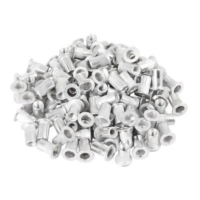 Harfington 110 Pcs Silver Tone Aluminum Alloy Car Flat Head Rivet Nut Threaded Insert