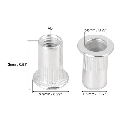 Harfington 110 Pcs Silver Tone Aluminum Alloy Car Flat Head Rivet Nut Threaded Insert
