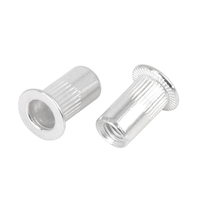Harfington 110 Pcs Silver Tone Aluminum Alloy Car Flat Head Rivet Nut Threaded Insert