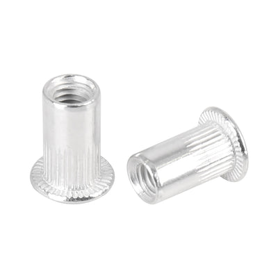 Harfington 110 Pcs Silver Tone Aluminum Alloy Car Flat Head Rivet Nut Threaded Insert