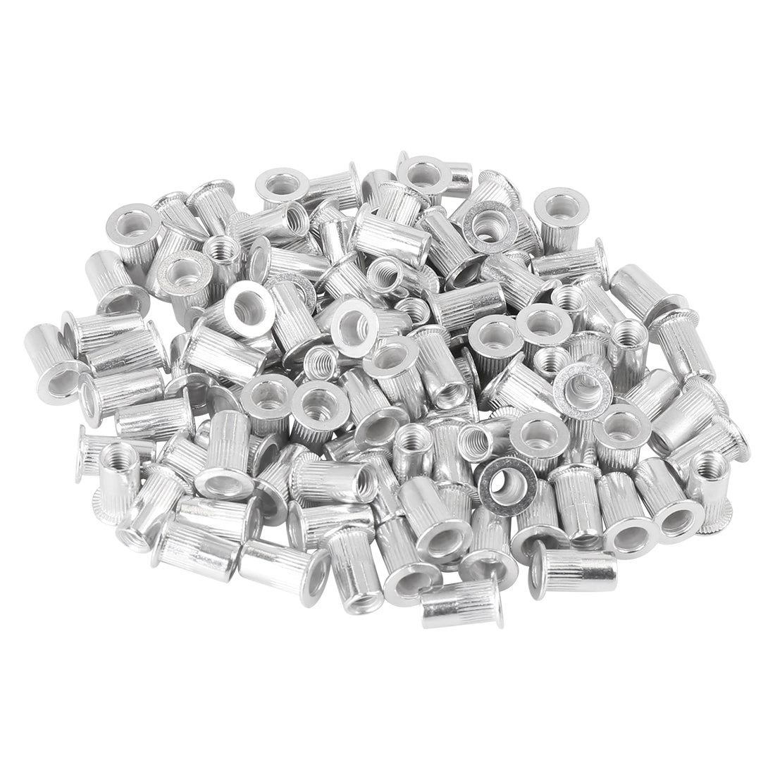 Harfington 110 Pcs Silver Tone Aluminum Alloy Car Flat Head Rivet Nut Threaded Insert