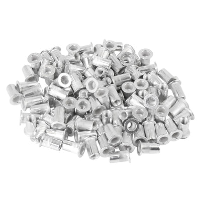 Harfington 110 Pcs Silver Tone Aluminum Alloy Car Flat Head Rivet Nut Threaded Insert