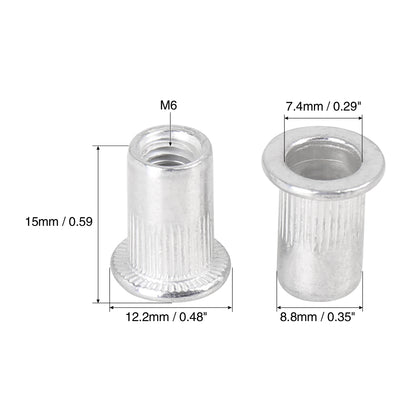 Harfington 110 Pcs Silver Tone Aluminum Alloy Car Flat Head Rivet Nut Threaded Insert