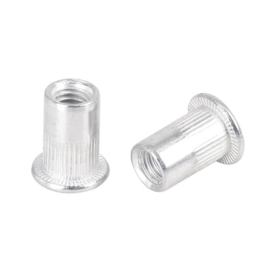 Harfington 110 Pcs Silver Tone Aluminum Alloy Car Flat Head Rivet Nut Threaded Insert