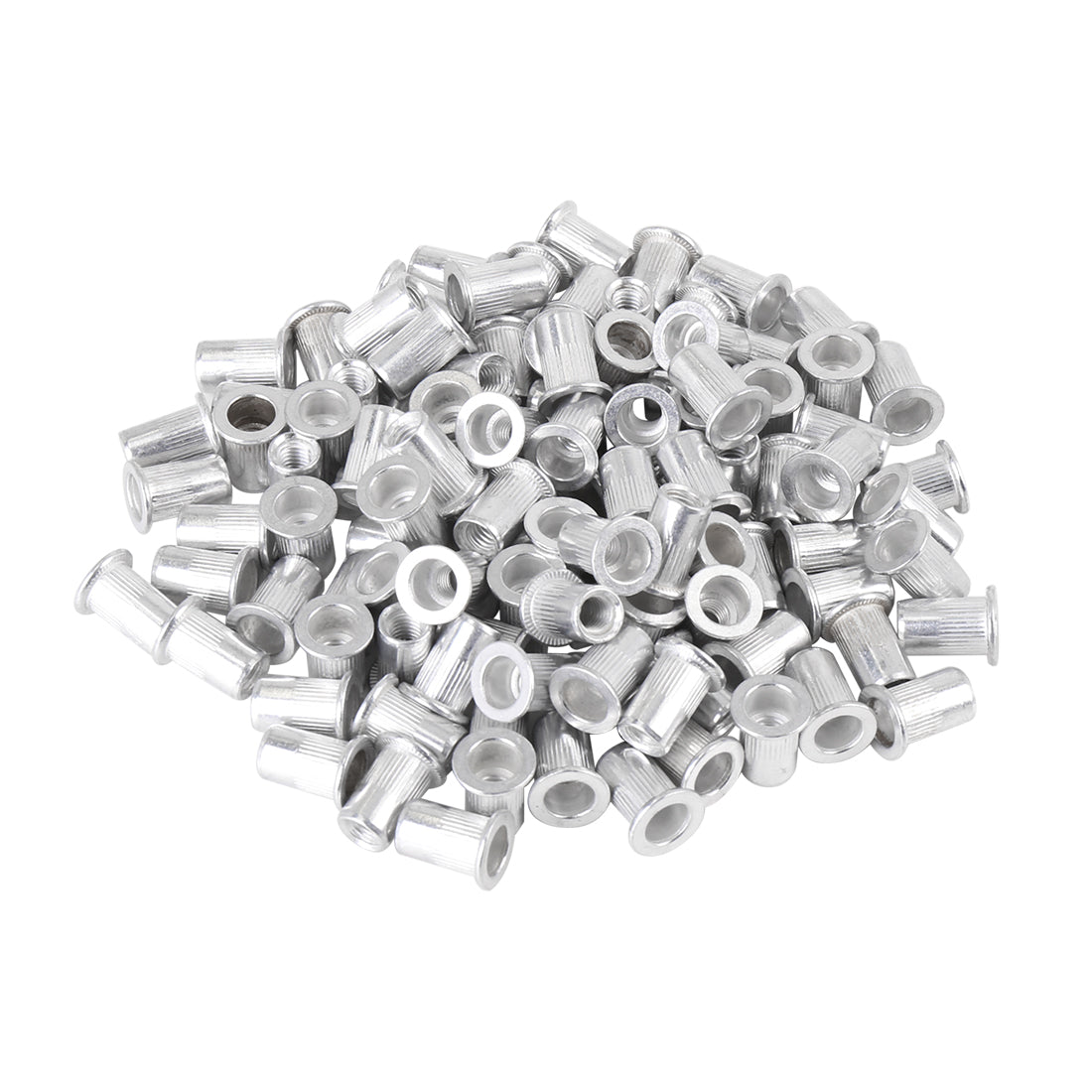 Harfington 110 Pcs Silver Tone Aluminum Alloy Car Flat Head Rivet Nut Threaded Insert