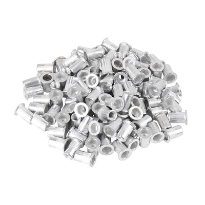 Harfington 110 Pcs Silver Tone Aluminum Alloy Car Flat Head Rivet Nut Threaded Insert