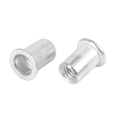 Harfington 110 Pcs Silver Tone Aluminum Alloy Car Flat Head Rivet Nut Threaded Insert