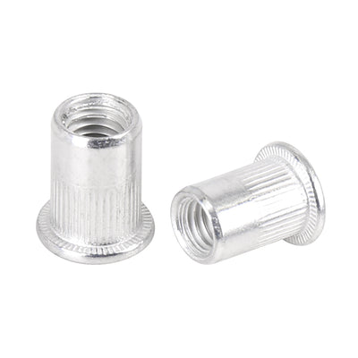 Harfington 110 Pcs Silver Tone Aluminum Alloy Car Flat Head Rivet Nut Threaded Insert