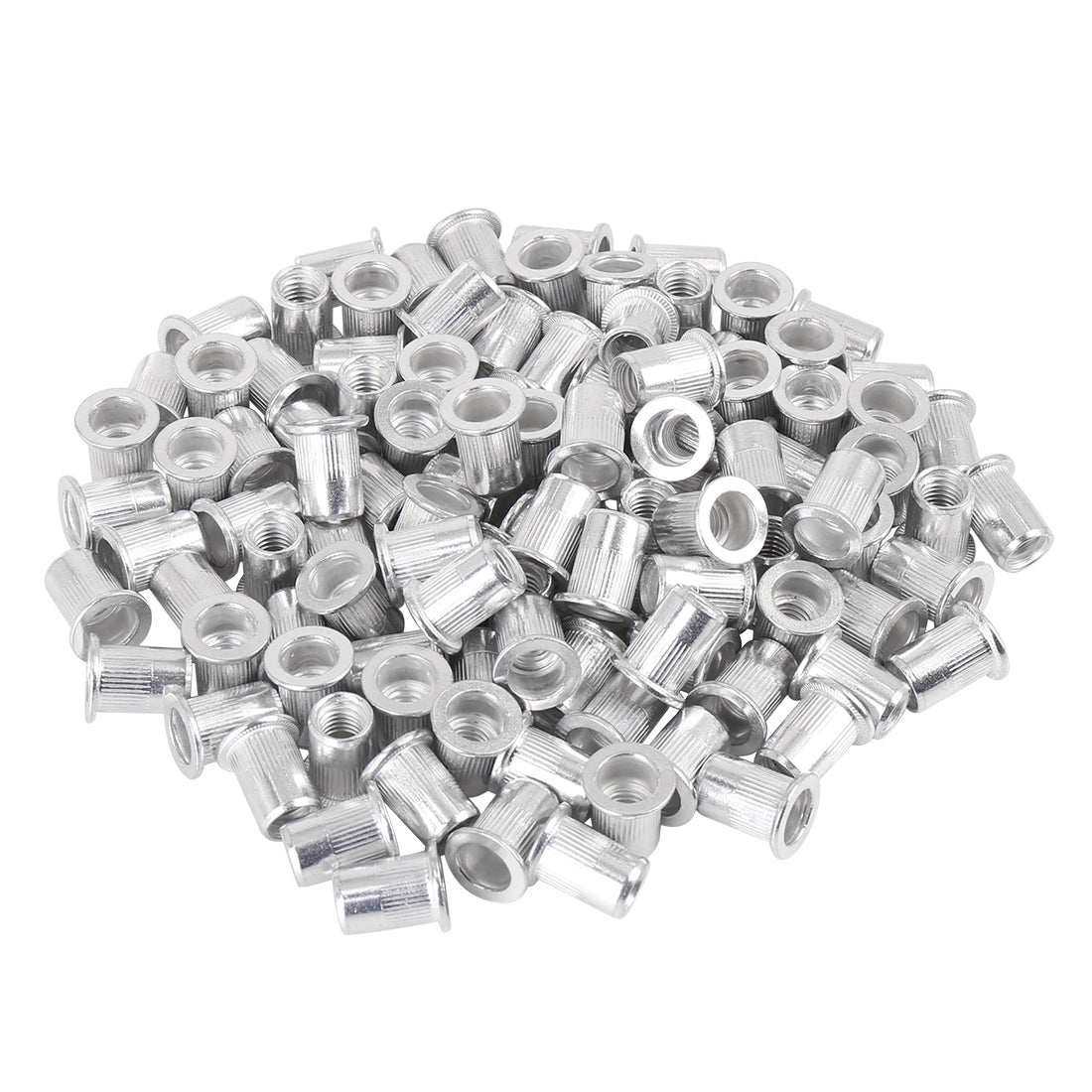 Harfington 110 Pcs Silver Tone Aluminum Alloy Car Flat Head Rivet Nut Threaded Insert