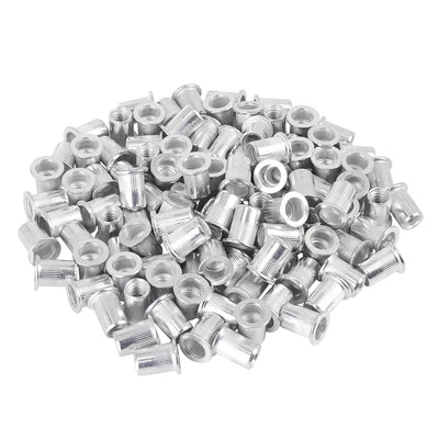 Harfington 110 Pcs Silver Tone Aluminum Alloy Car Flat Head Rivet Nut Threaded Insert