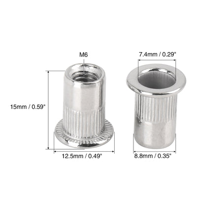 Harfington 55 Pcs Silver Tone Stainless Steel Car Flat Head Rivet Nut Threaded Insert