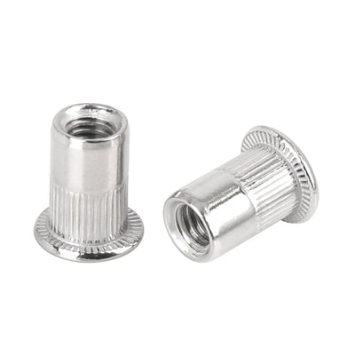 Harfington 55 Pcs Silver Tone Stainless Steel Car Flat Head Rivet Nut Threaded Insert