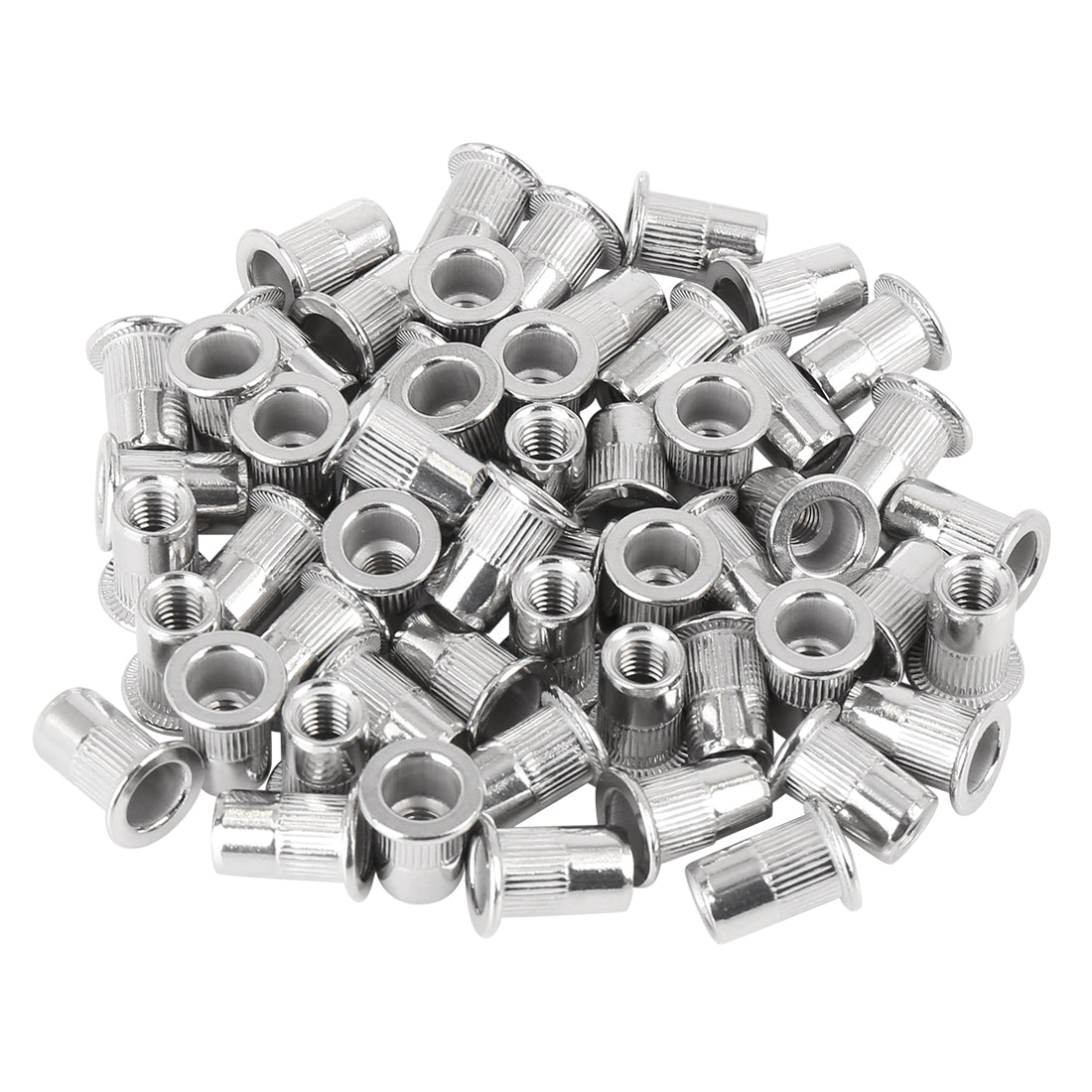 Harfington 55 Pcs Silver Tone Stainless Steel Car Flat Head Rivet Nut Threaded Insert