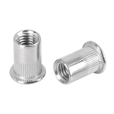 Harfington 55 Pcs Silver Tone Stainless Steel Car Flat Head Rivet Nut Threaded Insert