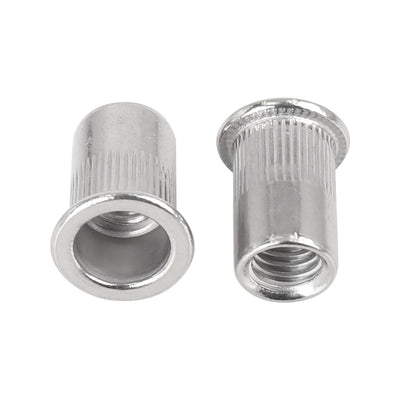 Harfington 55 Pcs Silver Tone Stainless Steel Car Flat Head Rivet Nut Threaded Insert