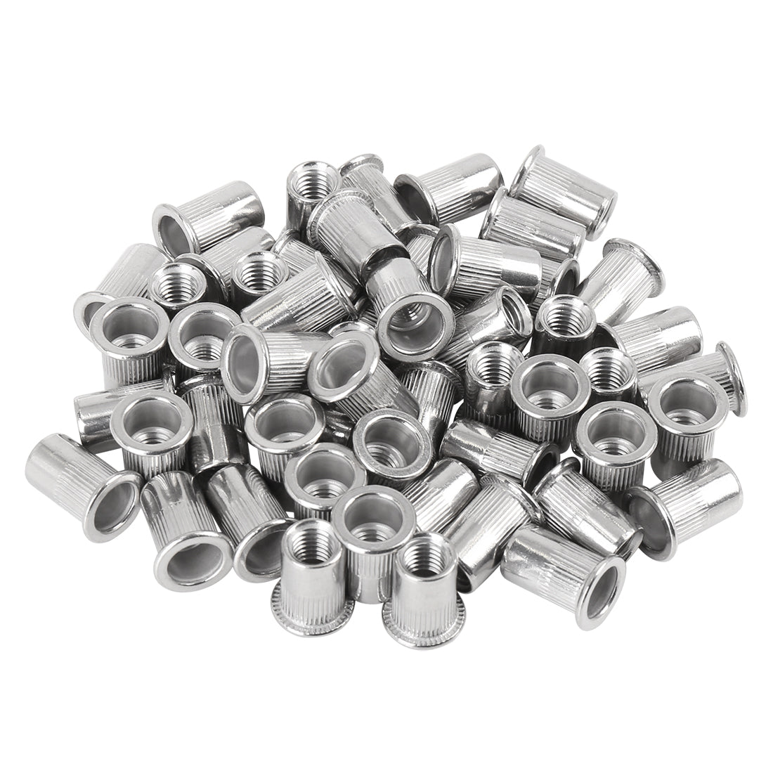 Harfington 55 Pcs Silver Tone Stainless Steel Car Flat Head Rivet Nut Threaded Insert
