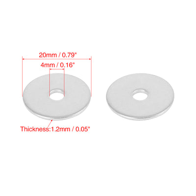 Harfington 55pcs M4 x 20mm x1.2mm Stainless Steel Car Fastener Sealing Flat Washer Gaskets
